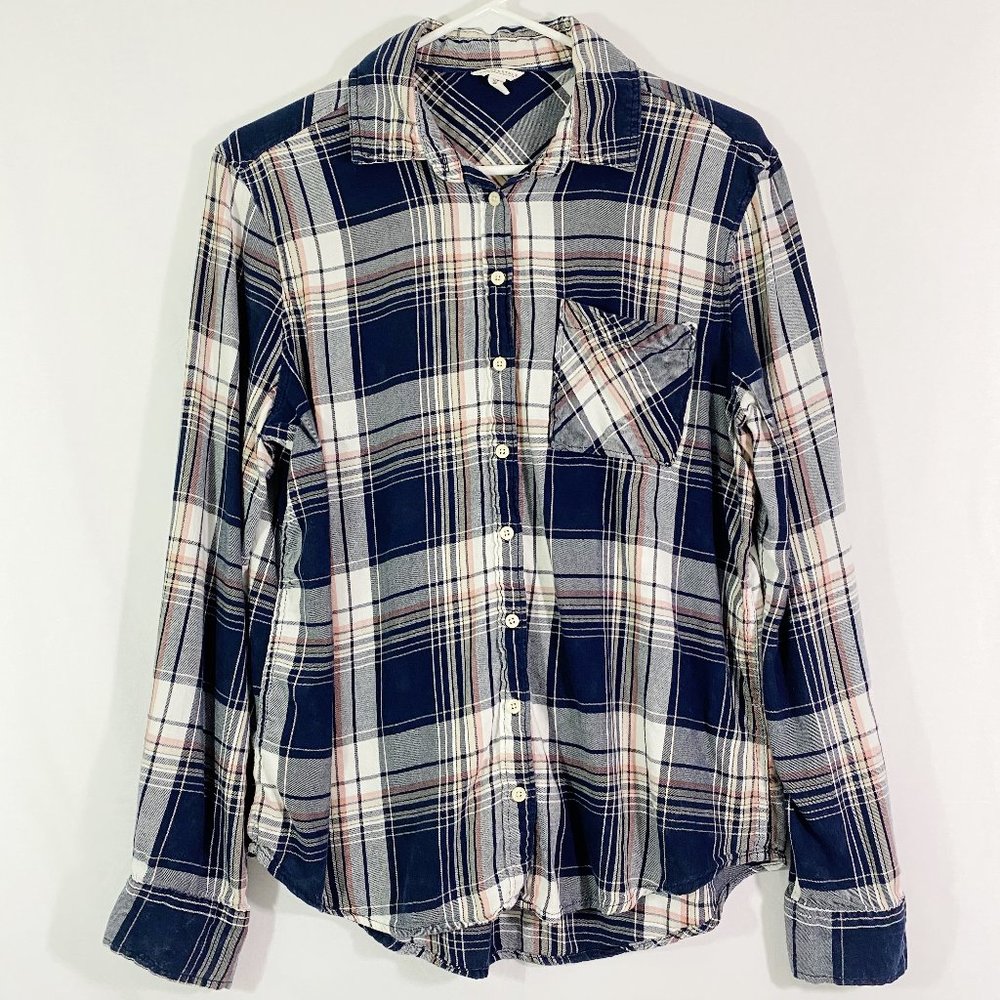 Aeropostale Navy Blue Plaid Button Shirt